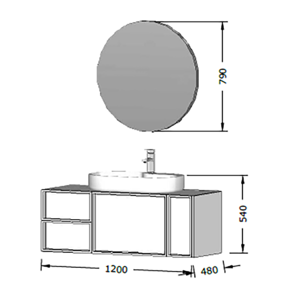 Bagnora Flora Malta 120 cm Banyo Dolabı Antrasit