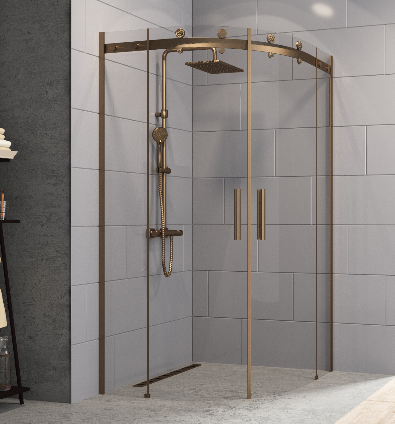 Aquanil Flash 120x120  Oval Bronz Duşakabin 100x100