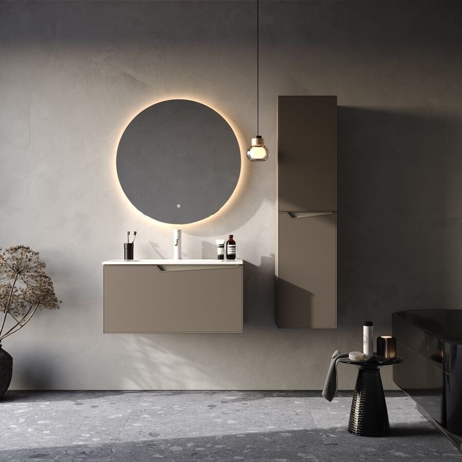 Smart Braga 80 cm Mat Sütlü Kahve Banyo Dolabı