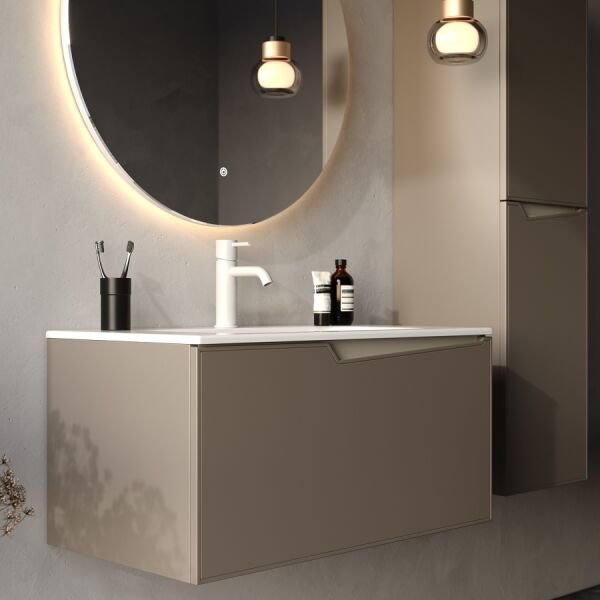 Smart Braga 80 cm Mat Sütlü Kahve Banyo Dolabı