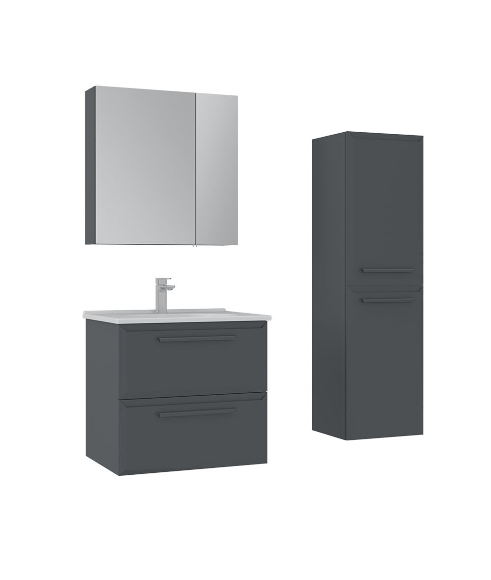 Orka Nuvola 65 cm Parlak Antrasit Banyo Dolabı