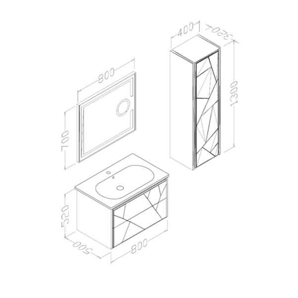 Aquanil Kiev 80 cm Antrasit Banyo Dolabı