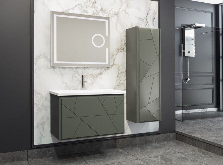 Aquanil Kiev 80 cm Antrasit Banyo Dolabı
