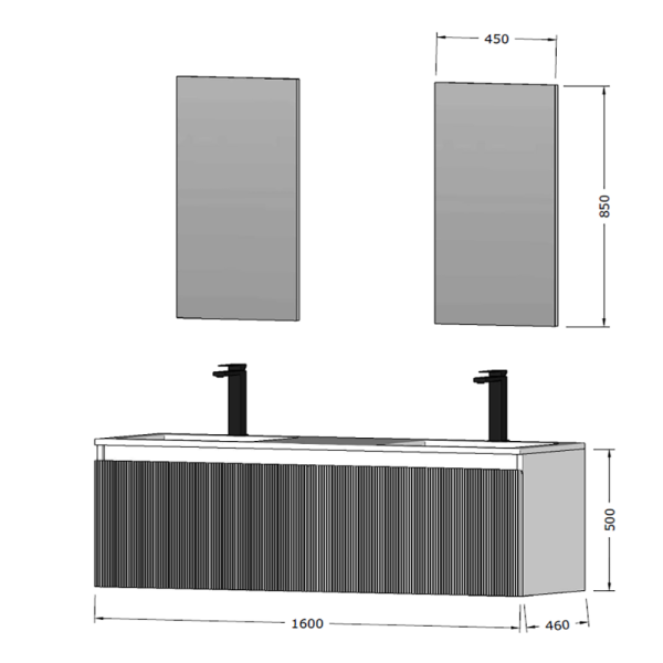 Bagnora Grate Antrasit 160 cm Banyo Dolabı