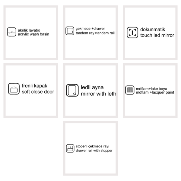 Bagnora Grate Antrasit 160 cm Banyo Dolabı