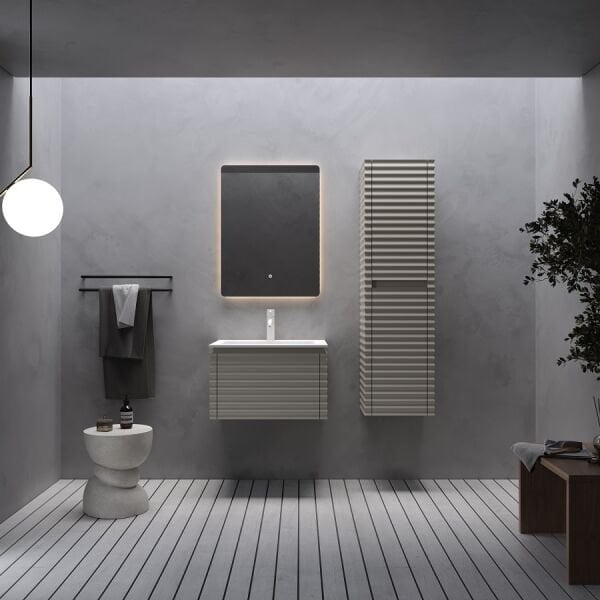 Smart Lizbon 65 cm Mat Sütlü Kahve Banyo Dolabı