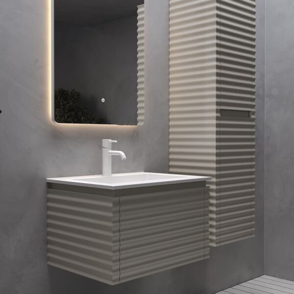 Smart Lizbon 65 cm Mat Sütlü Kahve Banyo Dolabı
