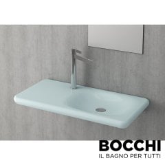BOCCHI Fenice Etajerli Lavabo, 90 cm, Mat Buz Mavisi