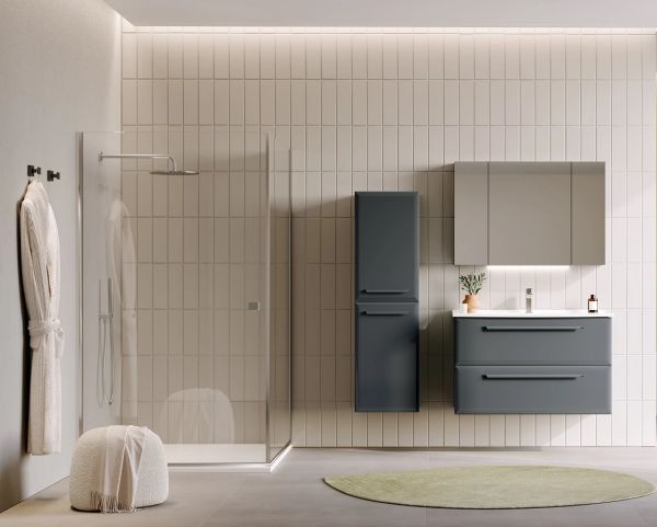 Orka Nuvola 100 cm Parlak Antrasit Banyo Dolabı