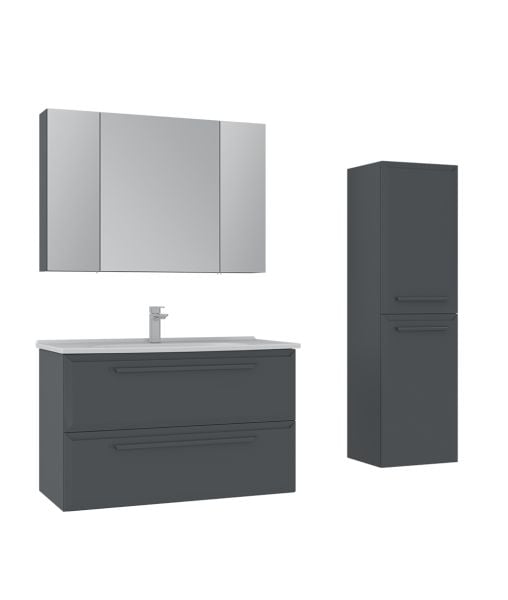 Orka Nuvola 100 cm Parlak Antrasit Banyo Dolabı