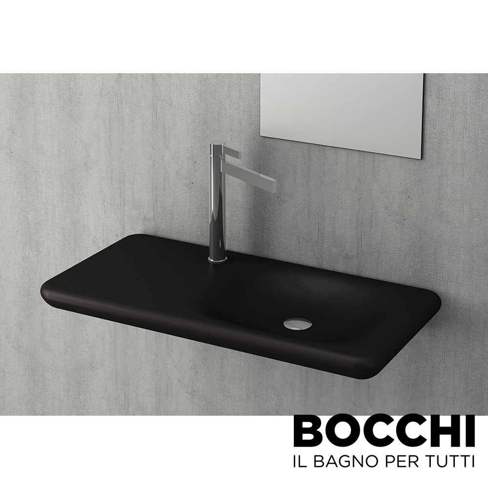 BOCCHI Fenice Etajerli Lavabo, 90 cm, Mat Siyah