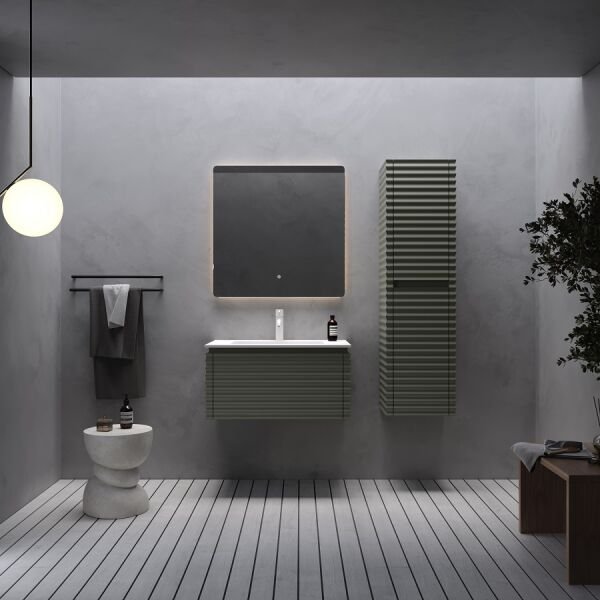 Smart Lizbon 80 cm Mat Çimento Gri Banyo Dolabı