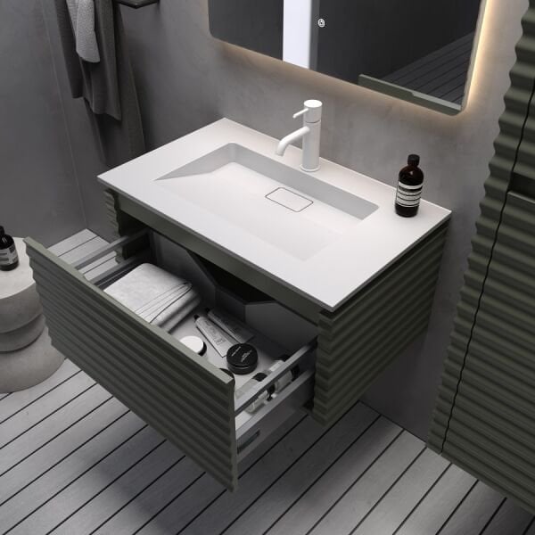 Smart Lizbon 80 cm Mat Çimento Gri Banyo Dolabı