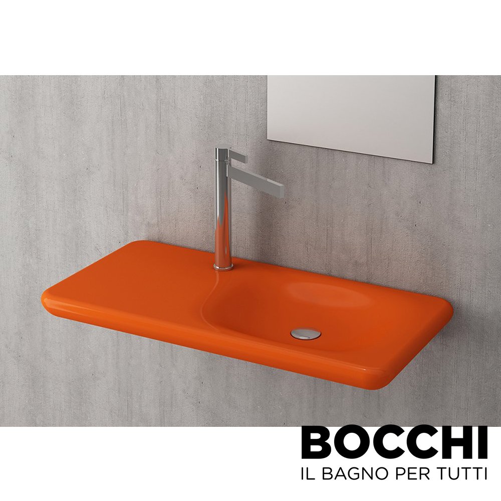 BOCCHI Fenice Etajerli Lavabo, 90 cm, Parlak Turuncu