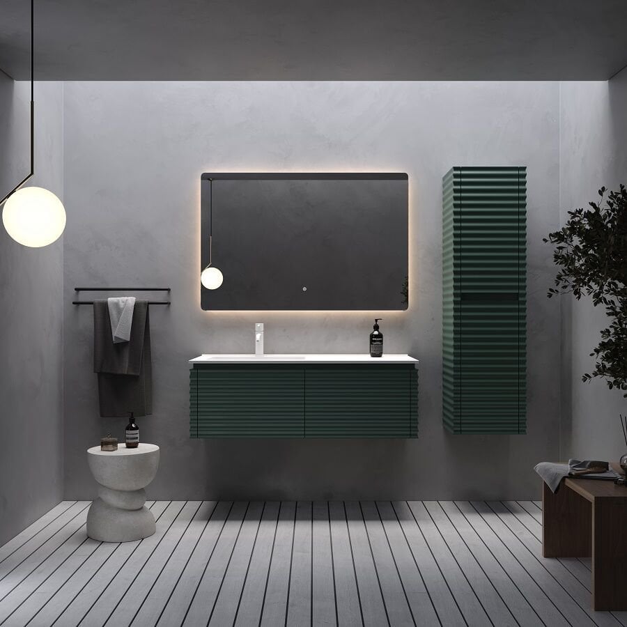 Smart Lizbon 120 cm Mat Koyu Yeşil Banyo Dolabı
