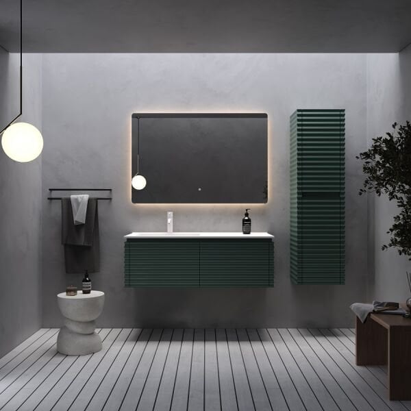 Smart Lizbon 120 cm Mat Koyu Yeşil Banyo Dolabı