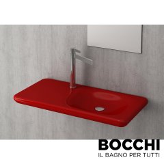 BOCCHI Fenice Etajerli Lavabo, 90 cm, Parlak Kırmızı