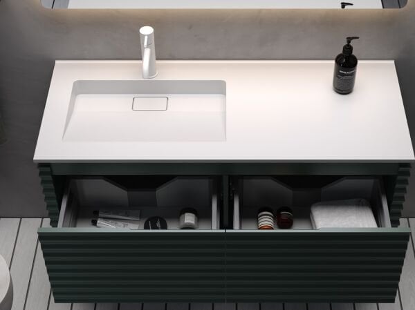 Smart Lizbon 120 cm Mat Koyu Yeşil Banyo Dolabı