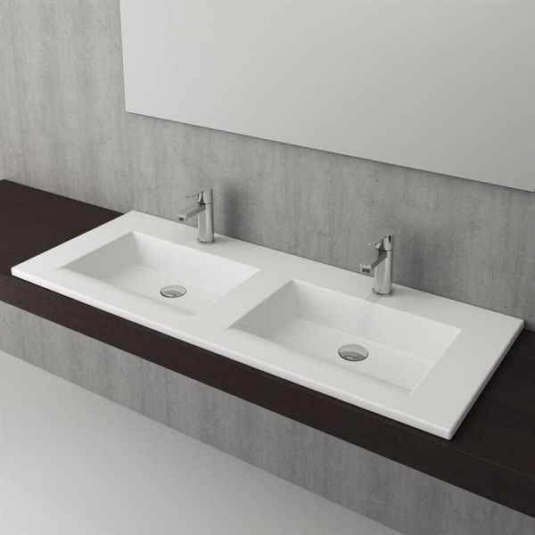 BOCCHI Milano Çift Gözlü Lavabo 120 cm (Mat Beyaz)