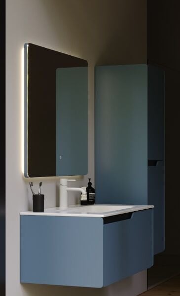 Smart Lyon 80 cm Mat Güvercin Mavisi Banyo Dolabı