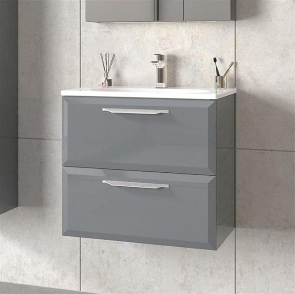 Orka Nuvola 100 cm Parlak Gri Banyo Dolabı