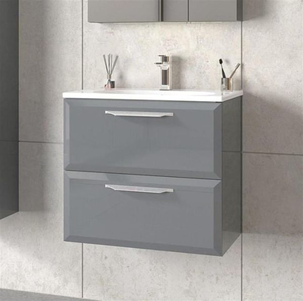 Orka Nuvola 100 cm Parlak Gri Banyo Dolabı