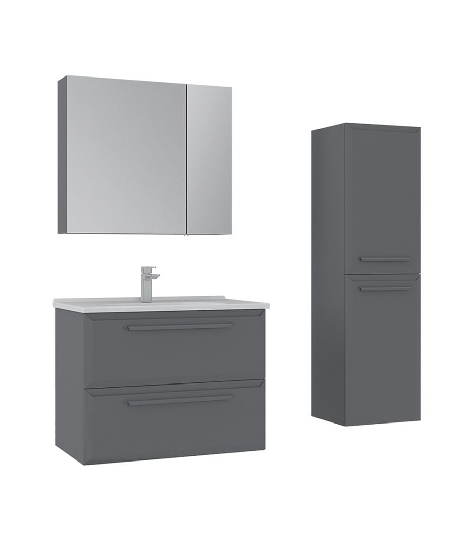 Orka Nuvola 100 cm Parlak Gri Banyo Dolabı