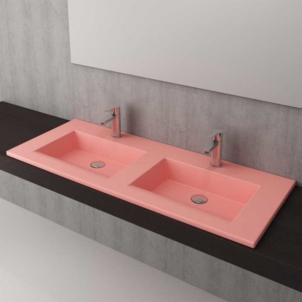 BOCCHI Milano Çift Gözlü Lavabo 120 cm (Mat Somon)