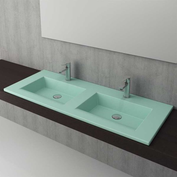 BOCCHI Milano Çift Gözlü Lavabo 120 cm (Mat Mint Yeşil)