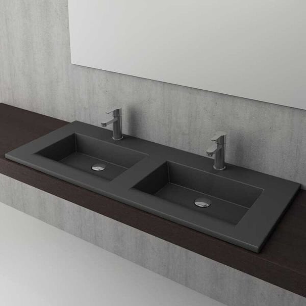 BOCCHI Milano Çift Gözlü Lavabo 120 cm (Mat Antrasit)