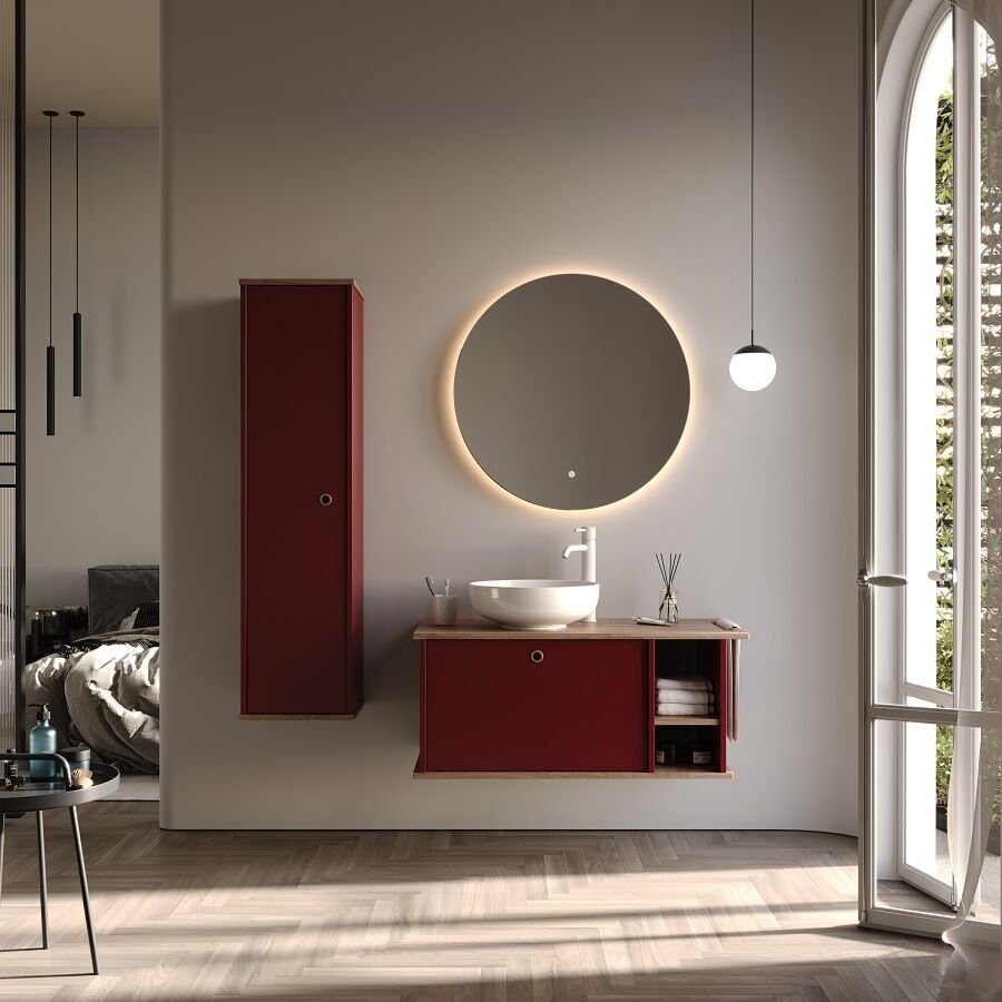 Smart Arma 100 cm Mat Vişne Banyo Dolabı