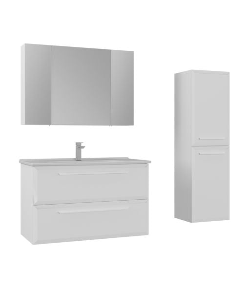 Orka Nuvola 100 cm Parlak Beyaz Banyo Dolabı