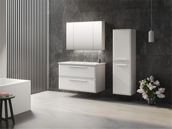 Orka Nuvola 100 cm Parlak Beyaz Banyo Dolabı