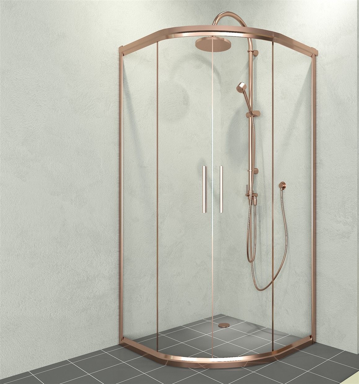 Aquanil Alonza 120x120 Oval Bakır Duşakabin 100x100