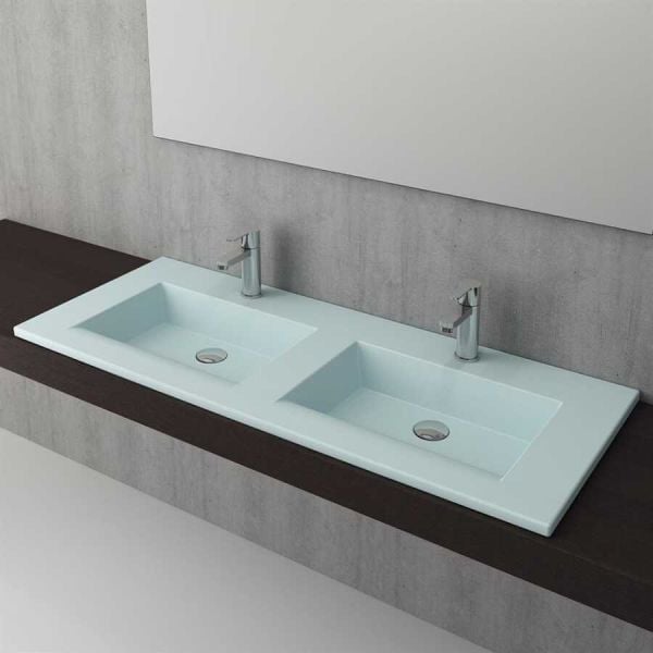 BOCCHI Milano Çift Gözlü Lavabo 120 cm (Mat Buz Mavi)