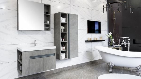 Aquanil Roma 80 cm Retro-Gümüş Banyo Dolabı