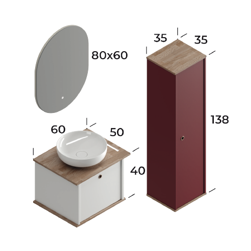 Smart Arma 60 cm Mat Beyaz Banyo Dolabı