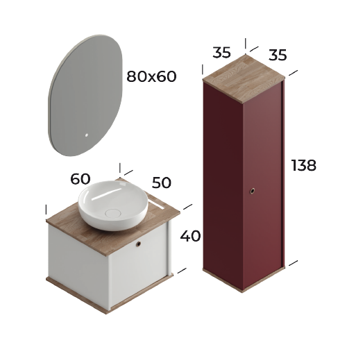 Smart Arma 60 cm Mat Beyaz Banyo Dolabı