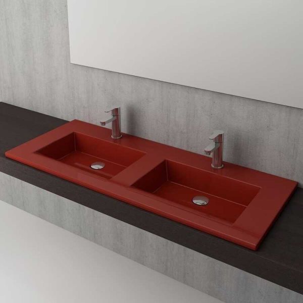 BOCCHI Milano Çift Gözlü Lavabo 120 cm (Parlak Kırmızı)
