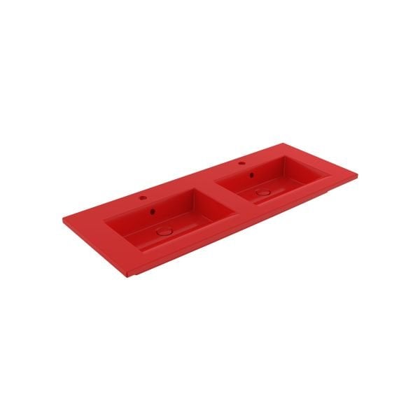 BOCCHI Milano Çift Gözlü Lavabo 120 cm (Parlak Kırmızı)