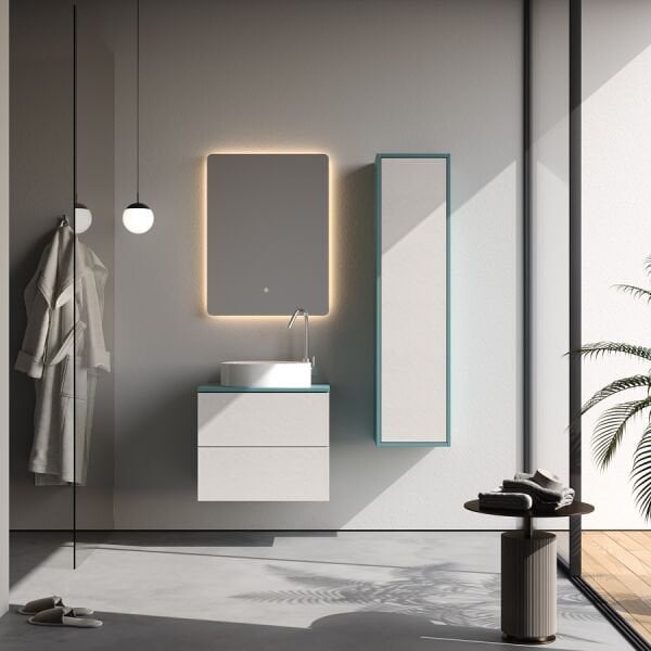 Smart Riva 60 cm Mat Bebek Mavi Banyo Dolabı