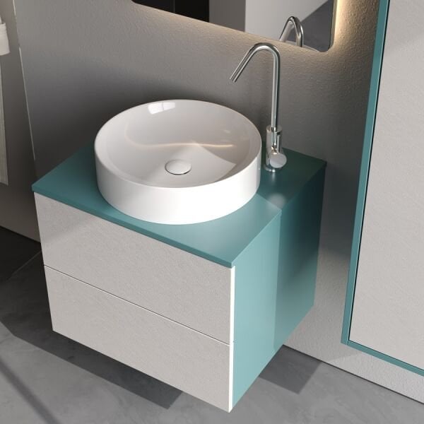 Smart Riva 60 cm Mat Bebek Mavi Banyo Dolabı