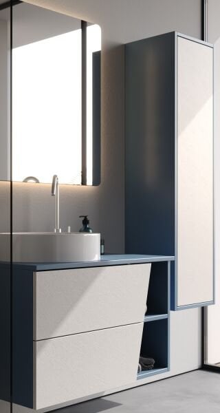 Smart Riva 80 cm Mat Güvercin Mavisi Banyo Dolabı