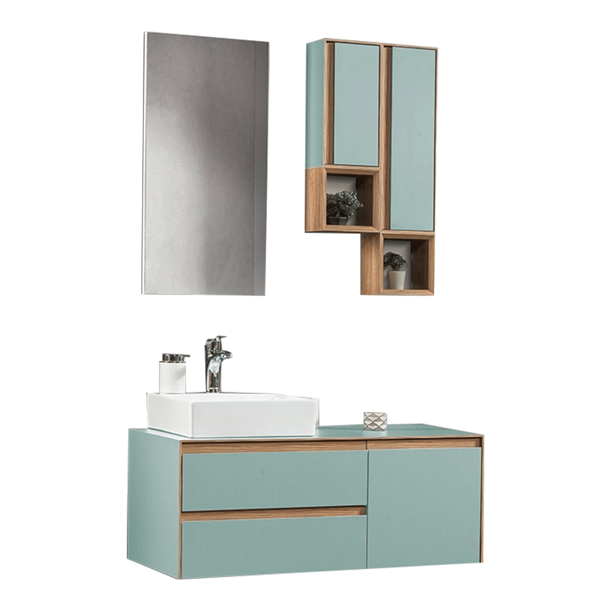 Bagnora Sharp Nil Yeşili 100 cm Mdf Banyo Dolabı