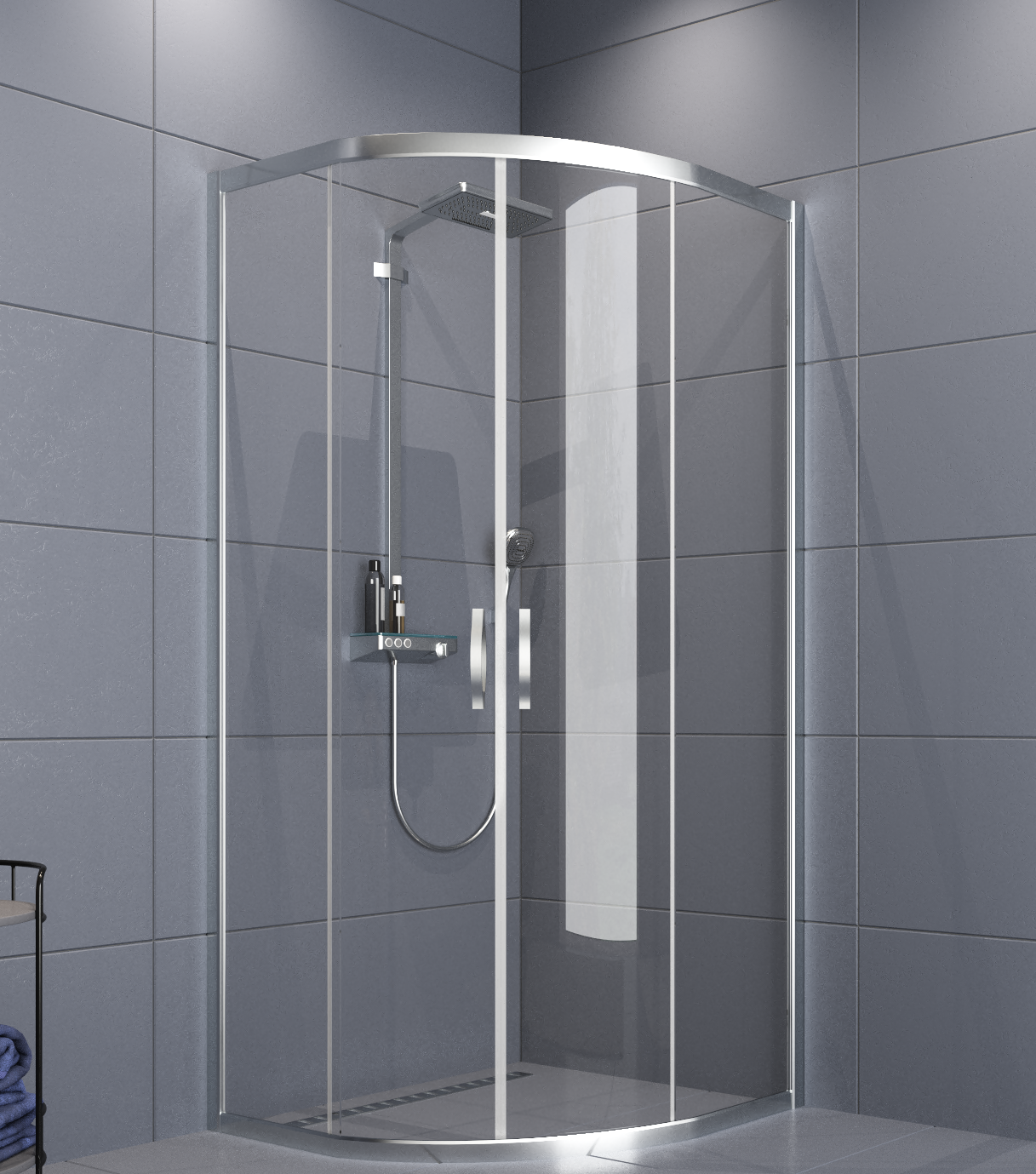 Aquanil Sueno 120x120 Oval Parlak Krom Duşakabin 100x100