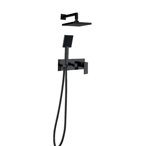 Newarc Silver Ankastre Banyo Seti Siyah