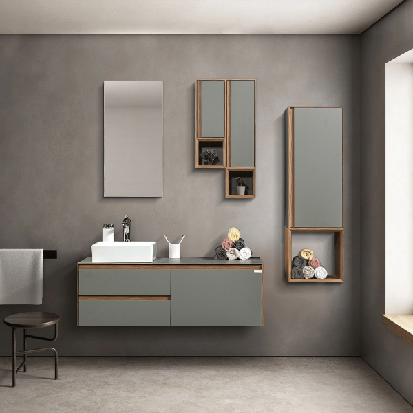 Bagnora Sharp Stone Gri 120 cm Mdf Banyo Dolabı