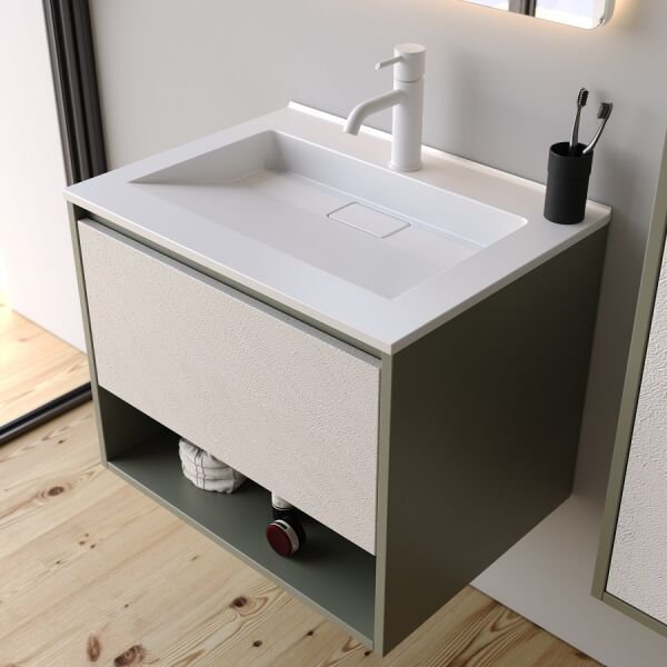 Smart Duru 65 cm Mat Çimento Gri Banyo Dolabı