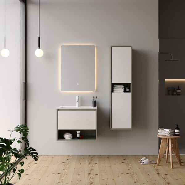 Smart Duru 65 cm Mat Çimento Gri Banyo Dolabı