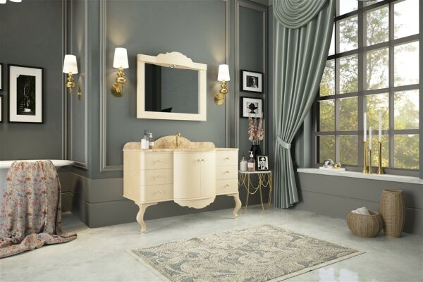 Aquanil Siena 120 cm  Banyo Dolabı Sedef-Krem